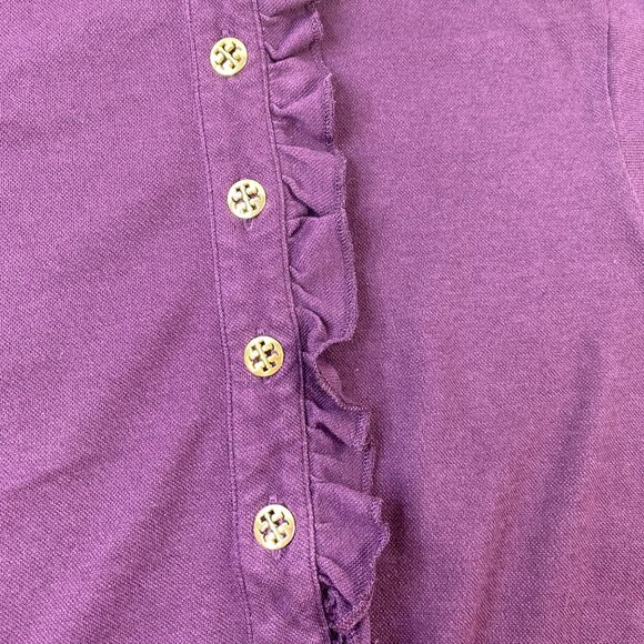 Tory Burch Purple Ruffle Button-Up Top Size Small - Picture 4 of 6